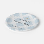 青と金ゴールドのパーソナライズされたベビー《キリスト教》洗礼式や命名式 ペーパープレート (アングル)