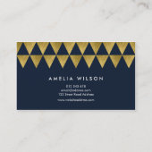 青と金ゴールドのフェイク三角形のパターモダンン図形 名刺 (裏面)