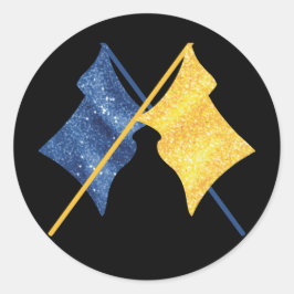 青と金ゴールドのフラグ ラウンドシール