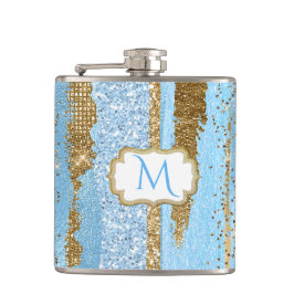 青と金ゴールドのフラファンシースク フラスク