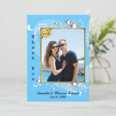 青と金ゴールドのフレームとダイヤモンドのイメージサンキューカード サンキューカード (スタンド正面)