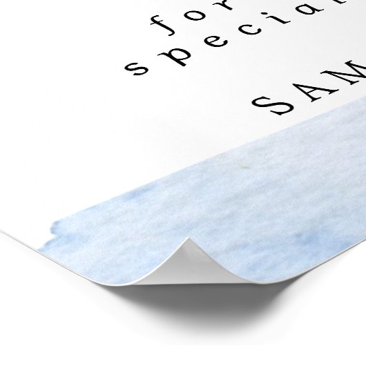 青と金ゴールドのフローラは私たちのサイン結婚にようこそ ポスター (角)