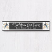 青と金ゴールドのフローラオフィスのドアシンボルや象徴名プレート サインプレート (正面)