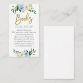 青と金ゴールドのフローラシャワーで本が広がる エンクロージャーカード (正面/裏面)