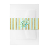 青と金ゴールドのフローラストライプのベリーバンド 招待状ベリーバンド (正面例)