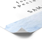 青と金ゴールドのフローラ結婚のウェルカムサイン ポスター (角)