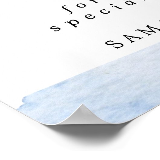 青と金ゴールドのフローラ結婚のウェルカムサイン ポスター (角)