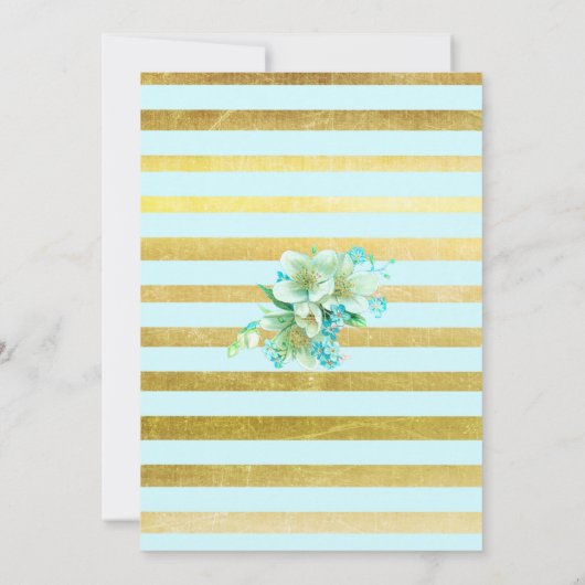 青と金ゴールドのフローラ結婚式招待状 招待状 (裏面)