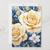 青と金ゴールドのフローラ結婚 セーブザデート (裏面)