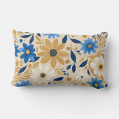 青と金ゴールドのフローラ ランバークッション (裏面)