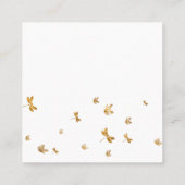 青と金ゴールドのブラシストロークの正方形の名刺 スクエア名刺 (裏面)