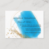 青と金ゴールドのブラシストロークの正方形の名刺 名刺 (正面)