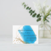 青と金ゴールドのブラシストロークの正方形の名刺 名刺 (スタンド正面)