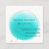 青と金ゴールドのブラシストローク スクエア名刺 (正面)