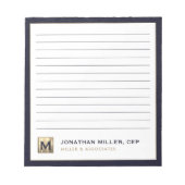 青と金ゴールドのプロフェッショナルイニシャルのロゴ ノートパッド (正面)