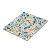 青と金ゴールドのペイズリーリーフのパターン(2) タイル (側面)