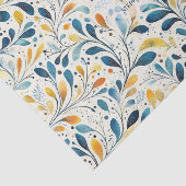 青と金ゴールドのペイズリーリーフのパターン(2) 薄葉紙 (詳細)