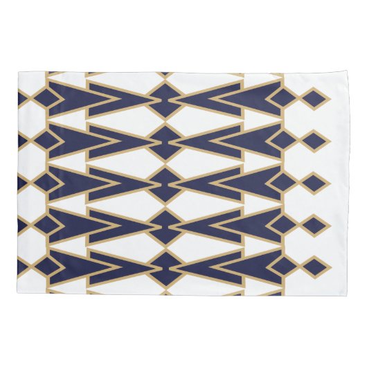 青と金ゴールドのボウタイ 枕カバー (裏面)