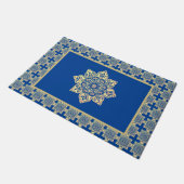 青と金ゴールドのメダリオンでDoormat ドアマット (アングル)