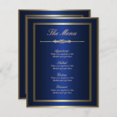 青と金ゴールドのメニューカード (正面/裏面)