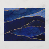 青と金ゴールドのモダン重い結婚式の日付を保存 (裏面)