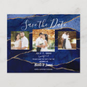 青と金ゴールドのモダン重い結婚式の日付を保存 (正面)