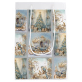 青と金ゴールドのラッエレガントピング紙 ミディアムペーパーバッグ (裏面)