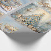 青と金ゴールドのラッエレガントピング紙 ラッピングペーパー (角)