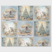 青と金ゴールドのラッエレガントピング紙 ラッピングペーパー (フラット)