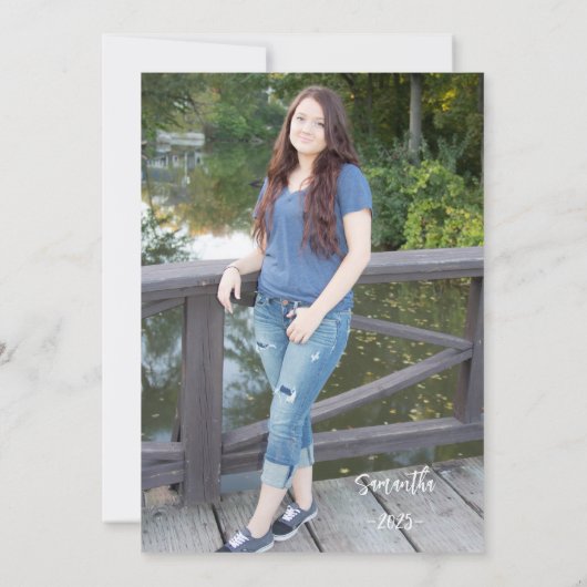 青と金ゴールドのレトロ卒業発表招待状 招待状 (裏面)