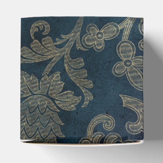 青と金ゴールドのヴィンテージおとぎ話ダマスクパターン フェイバーボックス (上部)