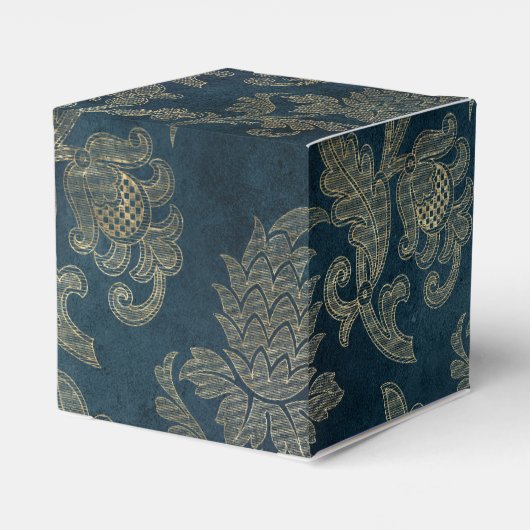 青と金ゴールドのヴィンテージおとぎ話ダマスクパターン フェイバーボックス (裏面サイド)