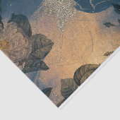 青と金ゴールドのヴィンテージフローラ 薄葉紙 (詳細)