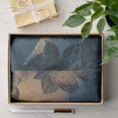 青と金ゴールドのヴィンテージフローラ 薄葉紙 (ギフト)