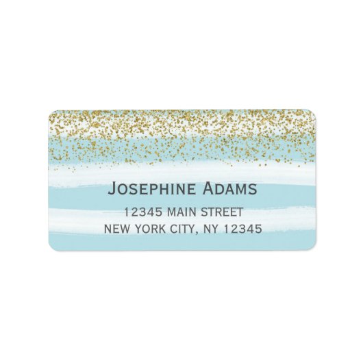 青と金ゴールドの住所 シール (正面)