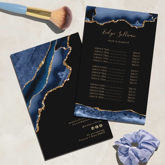 青と金ゴールドの価格リストのチラシ チラシ