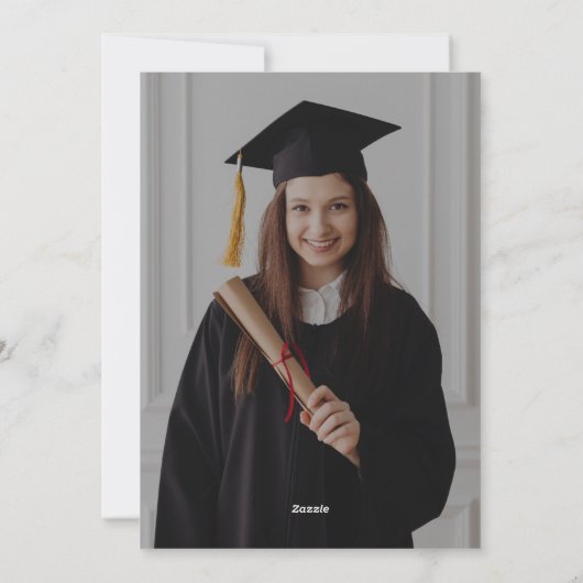 青と金ゴールドの写真卒業パーティーカード シーズンカード (裏面)