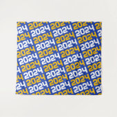 青と金ゴールドの卒業の背景 タペストリー (正面(横))