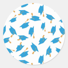 青と金ゴールドの卒業ステッカー ラウンドシール