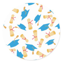 青と金ゴールドの卒業ステッカー