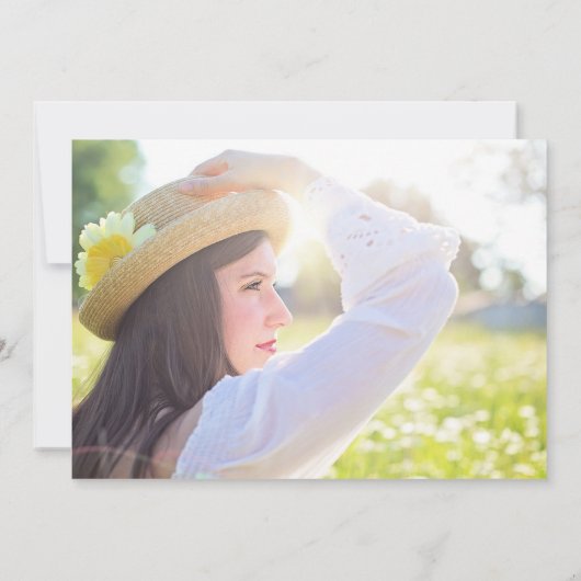 青と金ゴールドの卒業写真のお知らせ 案内状 (裏面)