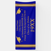 青と金ゴールドの卒業式またはクラス懇親会バナー 横断幕 (縦)