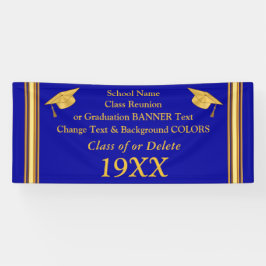 青と金ゴールドの卒業式またはクラス懇親会バナー 横断幕