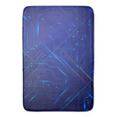 青と金ゴールドの回路パターン バスマット (正面縦)