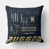 青と金ゴールドの堅牢なギークマザーボード技術 クッション (裏面)