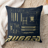 青と金ゴールドの堅牢なギークマザーボード技術 クッション (ブランケット)