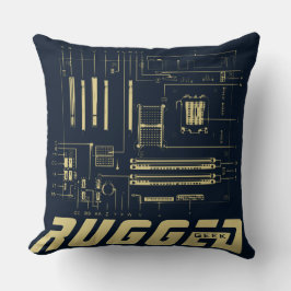 青と金ゴールドの堅牢なギークマザーボード技術 クッション