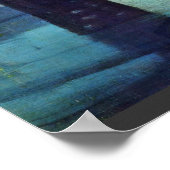 青と金ゴールドの夜景:古いバタシー橋の横 ポスター (角)