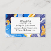 青と金ゴールドの大理石の渦巻き名刺 名刺 (裏面)