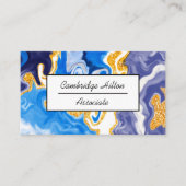 青と金ゴールドの大理石の渦巻き名刺 名刺 (正面)